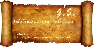 Günszberger Sándor névjegykártya